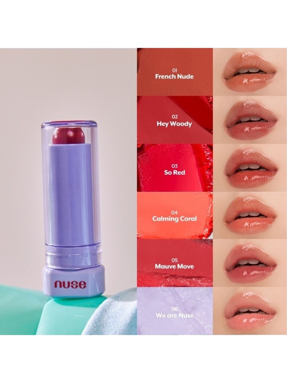 nuse CALMIMG CORAL Color Care Lip Balm 04 | NEW | K-Beauty | Nooz #4 Lipbalm - Picture 4 of 16